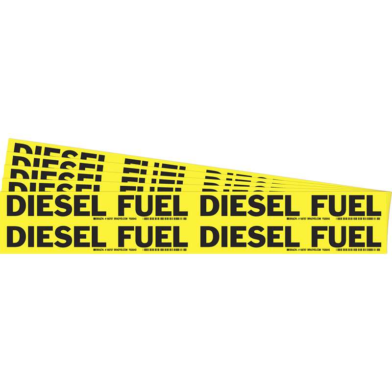 DIESEL FUEL Pipe Marker Style 4 Black on Yellow 4 per Card, 5 PK